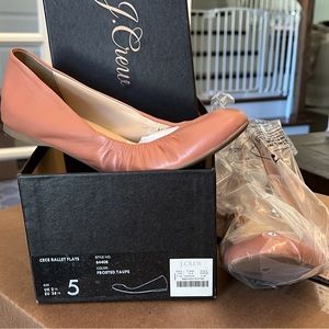 JCrew CeCe Ballet genuine leather flats, frosted taupe. $25 size 5